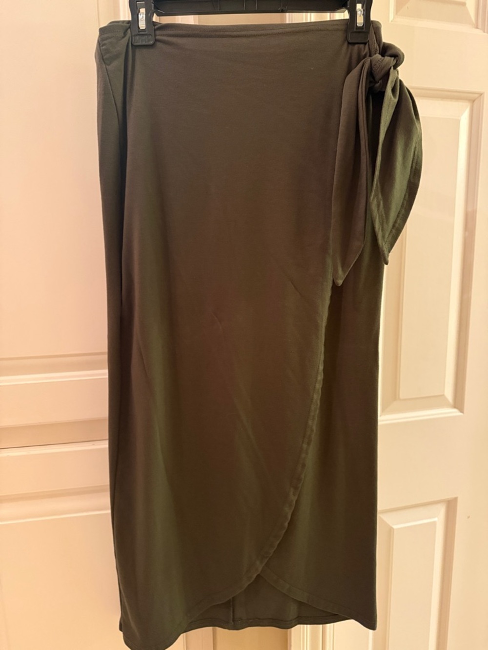 Olive Green Wrap Skirt with Side Tie